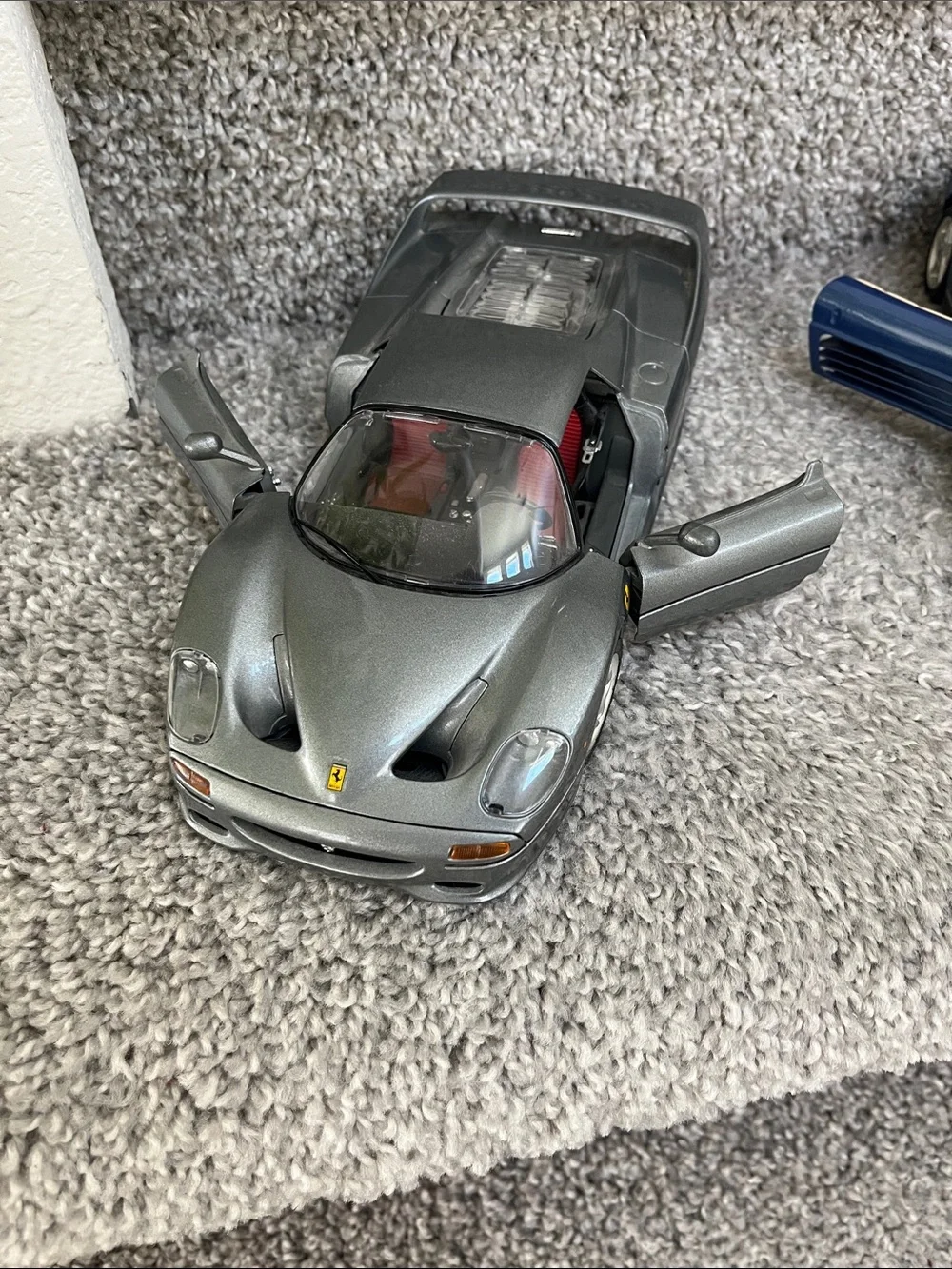 Lot of Ferrari Die-Cast Sports Car Toy Set - Red, Yellow, Blue, Silver Gray 1/18